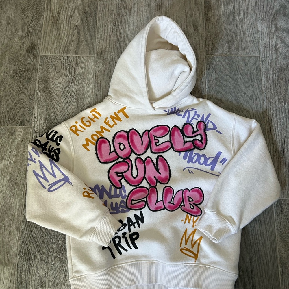 Zara Girls Graffiti Sweatshirt Hoodie Sz 8